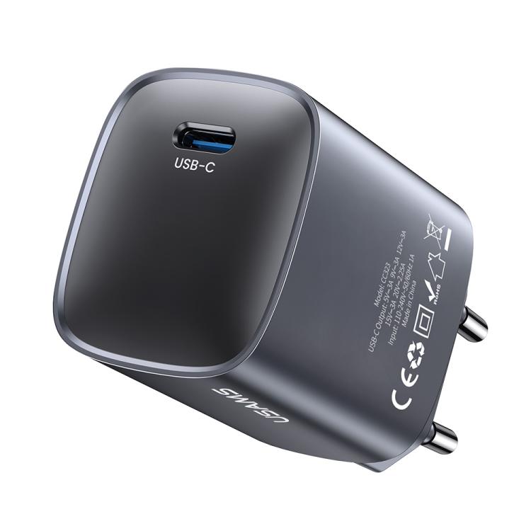 USAMS CC323 T66 45W USB-C / Type-C GaN急速充電器、EUプラグ、CC323