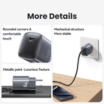 USAMS CC323 T66 45W USB-C / Type-C GaN急速充電器、EUプラグ、CC323
