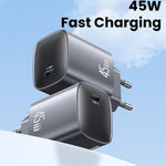 USAMS CC323 T66 45W USB-C / Type-C GaN急速充電器、EUプラグ、CC323