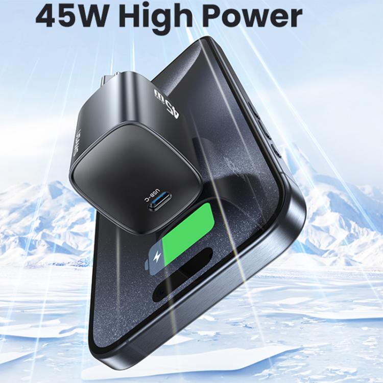 USAMS CC323 T66 45W USB-C / Type-C GaN急速充電器、EUプラグ、CC323