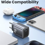USAMS CC323 T66 45W USB-C / Type-C GaN急速充電器、EUプラグ、CC323