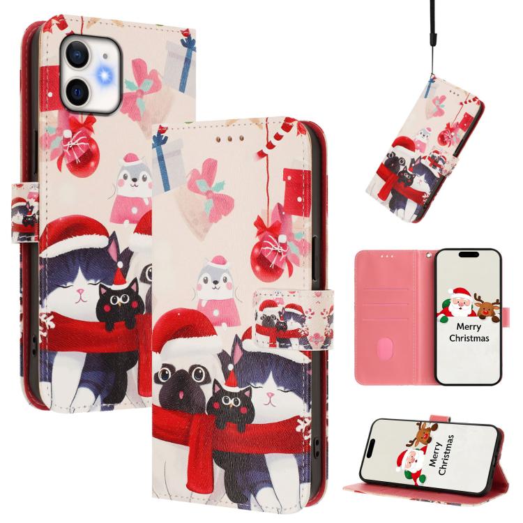 Christmas Series Buckle Leather Phone Case with Hand Strap, For iPhone 11 Pro Max, For iPhone 11, For iPhone 11 Pro, For iPhone XS / X, For iPhone XR, For iPhone XS Max, For iPhone 8 Plus / 7 Plus