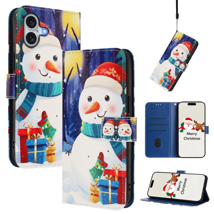 クリスマスシリーズ バックルレザー電話ケース ハンドストラップ付き、iPhone 17e / 16e 用、iPhone 17 Pro Max 用、iPhone 17 Pro 用、iPhone 17 用、iPhone Air 用、iPhone 16 Pro Max 用、iPhone 16 Pro 用、iPhone 16 Plus 用