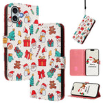 クリスマスシリーズ バックルレザー電話ケース ハンドストラップ付き、iPhone 17e / 16e 用、iPhone 17 Pro Max 用、iPhone 17 Pro 用、iPhone 17 用、iPhone Air 用、iPhone 16 Pro Max 用、iPhone 16 Pro 用、iPhone 16 Plus 用