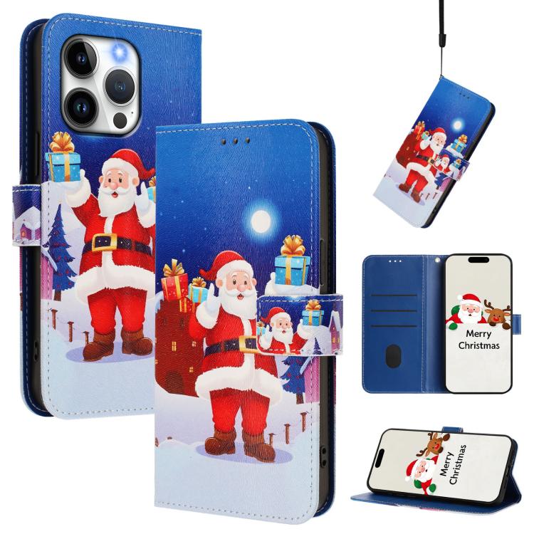 クリスマスシリーズ バックルレザー電話ケース ハンドストラップ付き、iPhone 17e / 16e 用、iPhone 17 Pro Max 用、iPhone 17 Pro 用、iPhone 17 用、iPhone Air 用、iPhone 16 Pro Max 用、iPhone 16 Pro 用、iPhone 16 Plus 用