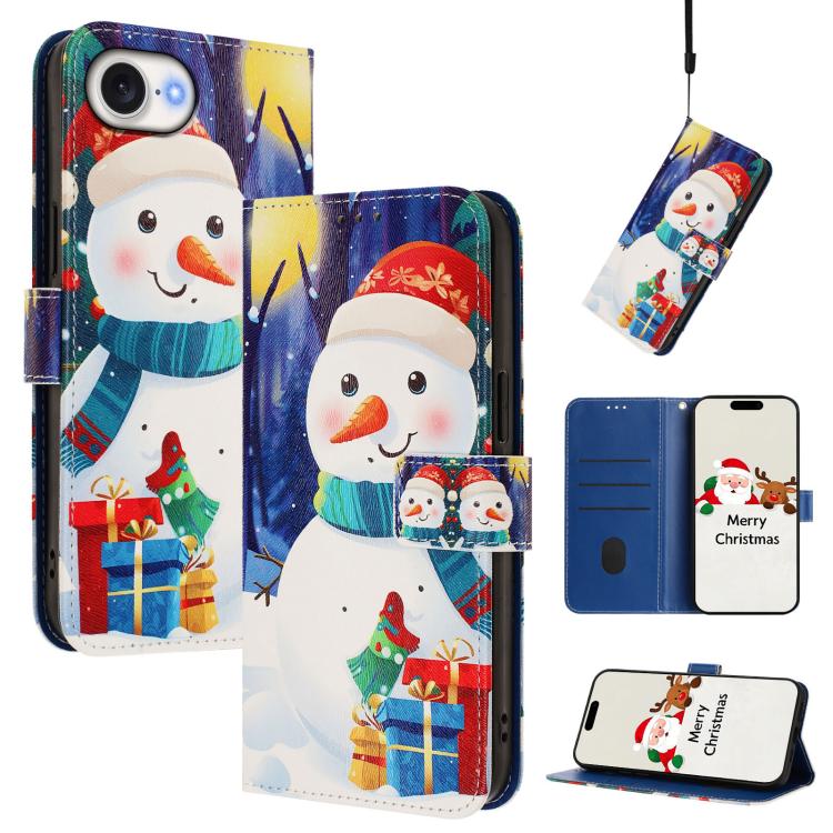 クリスマスシリーズ バックルレザー電話ケース ハンドストラップ付き、iPhone 17e / 16e 用、iPhone 17 Pro Max 用、iPhone 17 Pro 用、iPhone 17 用、iPhone Air 用、iPhone 16 Pro Max 用、iPhone 16 Pro 用、iPhone 16 Plus 用