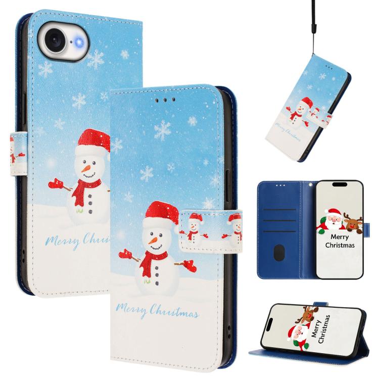 クリスマスシリーズ バックルレザー電話ケース ハンドストラップ付き、iPhone 17e / 16e 用、iPhone 17 Pro Max 用、iPhone 17 Pro 用、iPhone 17 用、iPhone Air 用、iPhone 16 Pro Max 用、iPhone 16 Pro 用、iPhone 16 Plus 用