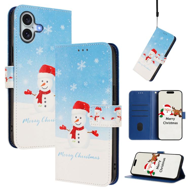 クリスマスシリーズ バックルレザー電話ケース ハンドストラップ付き、iPhone 17e / 16e 用、iPhone 17 Pro Max 用、iPhone 17 Pro 用、iPhone 17 用、iPhone Air 用、iPhone 16 Pro Max 用、iPhone 16 Pro 用、iPhone 16 Plus 用