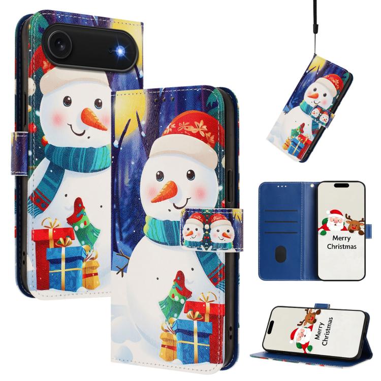 クリスマスシリーズ バックルレザー電話ケース ハンドストラップ付き、iPhone 17e / 16e 用、iPhone 17 Pro Max 用、iPhone 17 Pro 用、iPhone 17 用、iPhone Air 用、iPhone 16 Pro Max 用、iPhone 16 Pro 用、iPhone 16 Plus 用