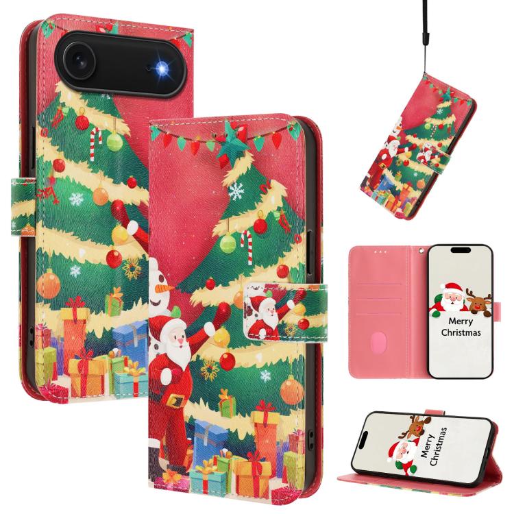 クリスマスシリーズ バックルレザー電話ケース ハンドストラップ付き、iPhone 17e / 16e 用、iPhone 17 Pro Max 用、iPhone 17 Pro 用、iPhone 17 用、iPhone Air 用、iPhone 16 Pro Max 用、iPhone 16 Pro 用、iPhone 16 Plus 用