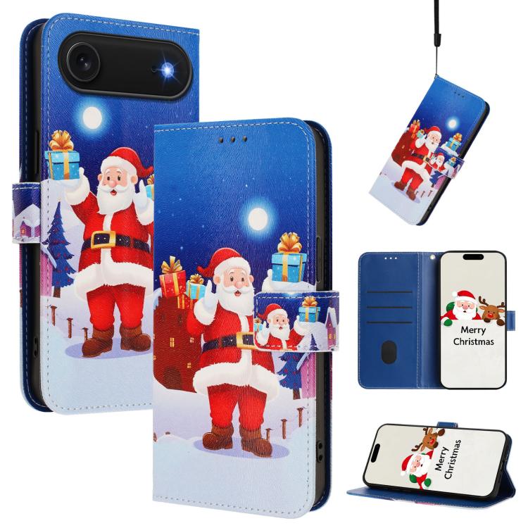 クリスマスシリーズ バックルレザー電話ケース ハンドストラップ付き、iPhone 17e / 16e 用、iPhone 17 Pro Max 用、iPhone 17 Pro 用、iPhone 17 用、iPhone Air 用、iPhone 16 Pro Max 用、iPhone 16 Pro 用、iPhone 16 Plus 用