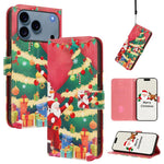 クリスマスシリーズ バックルレザー電話ケース ハンドストラップ付き、iPhone 17e / 16e 用、iPhone 17 Pro Max 用、iPhone 17 Pro 用、iPhone 17 用、iPhone Air 用、iPhone 16 Pro Max 用、iPhone 16 Pro 用、iPhone 16 Plus 用