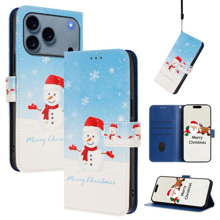 クリスマスシリーズ バックルレザー電話ケース ハンドストラップ付き、iPhone 17e / 16e 用、iPhone 17 Pro Max 用、iPhone 17 Pro 用、iPhone 17 用、iPhone Air 用、iPhone 16 Pro Max 用、iPhone 16 Pro 用、iPhone 16 Plus 用