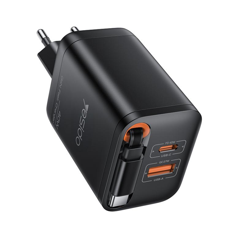 Yesido YC99 40W 急速充電器 伸縮式 Type-C ケーブル付き、YC99