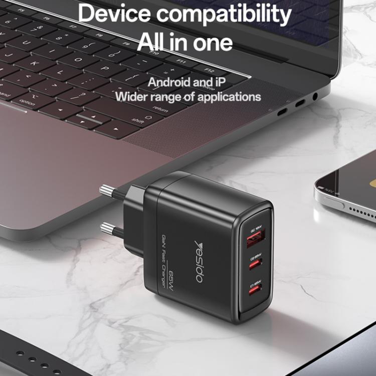 Yesido YC144C 65W 3ポート急速充電器 1m Type-C ケーブル付き、YC144C