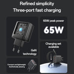 Yesido YC144C 65W 3ポート急速充電器 1m Type-C ケーブル付き、YC144C