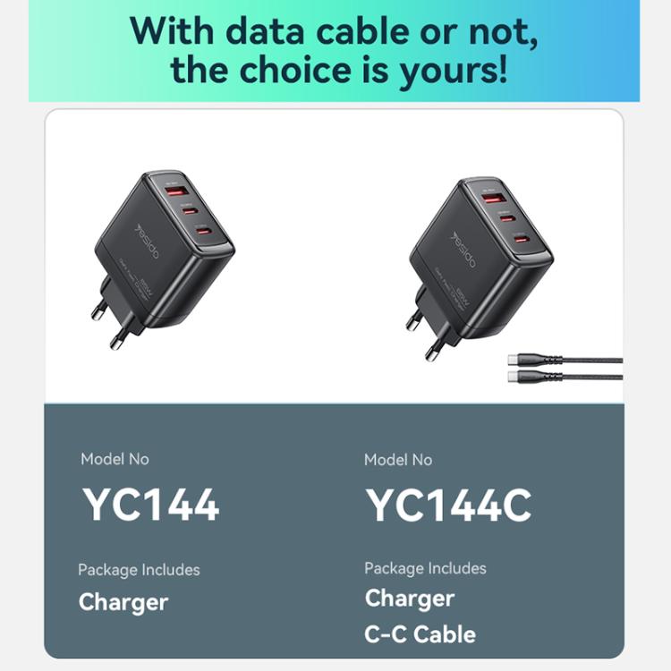 Yesido YC144 65W 3ポート急速充電器、YC144