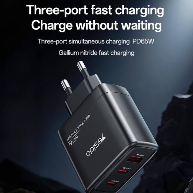 Yesido YC144 65W 3ポート急速充電器、YC144