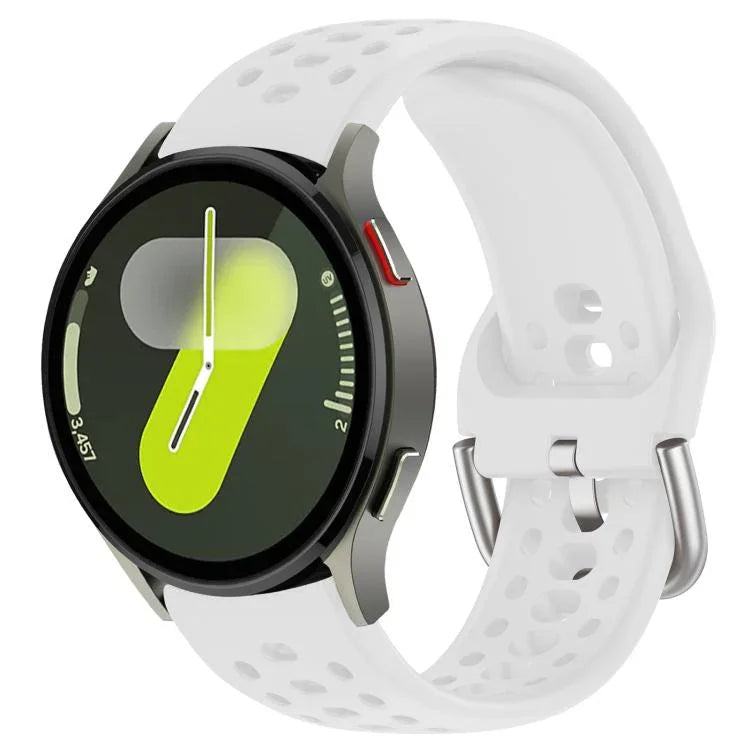 xDfind シルバーバックルシリコンスポーツウォッチバンド、Samsung Galaxy Watch 7 / 6 / 5 / FE 用