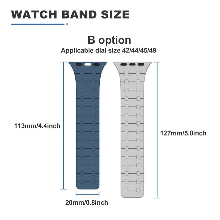 xDfind コントラストカラー マグネットシリコンウォッチバンド、Apple Watch 42 / 44 / 45 / 46 / 49mm用、Apple Watch 38 / 40 / 41 / S10 42mm用