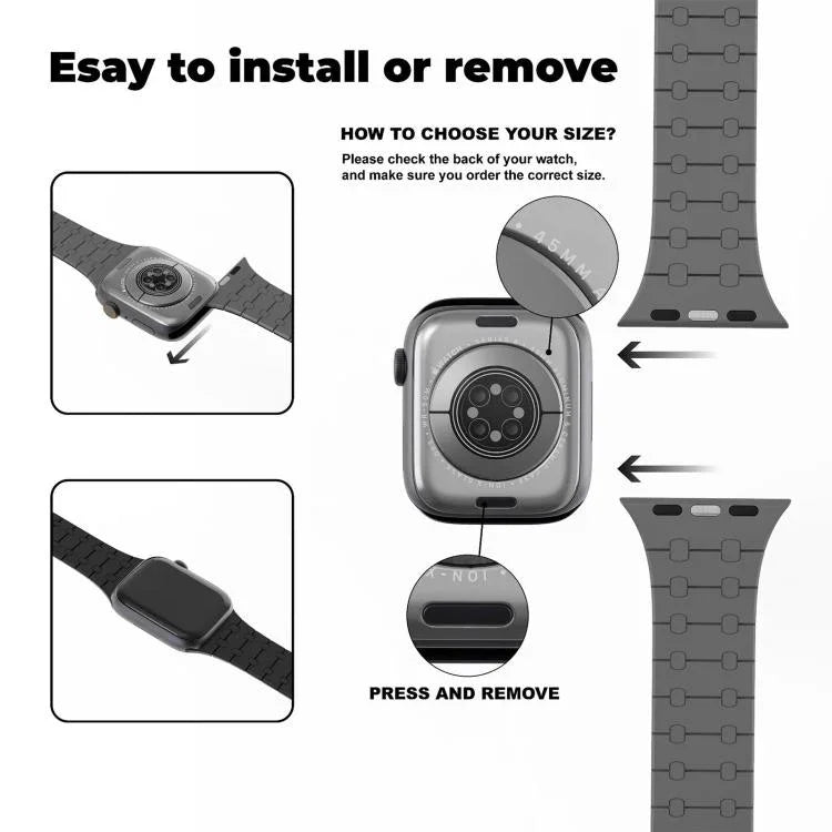 xDfind コントラストカラー マグネットシリコンウォッチバンド、Apple Watch 42 / 44 / 45 / 46 / 49mm用、Apple Watch 38 / 40 / 41 / S10 42mm用
