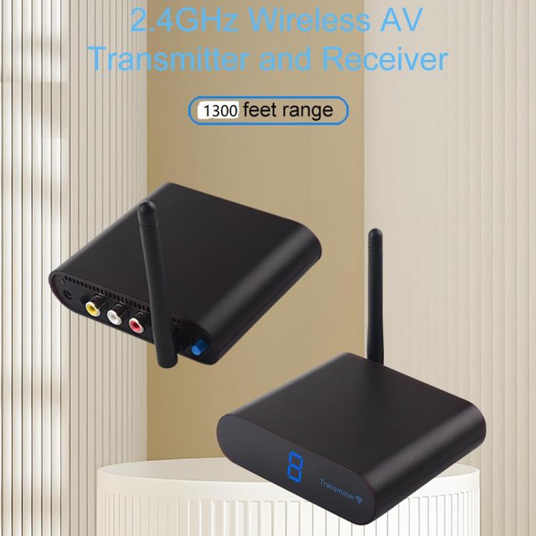 Measy AV240 2.4GHz ワイヤレス音声/映像送信機＆受信機 赤外線リターン機能付き、距離: 400m、AV240 ブラック