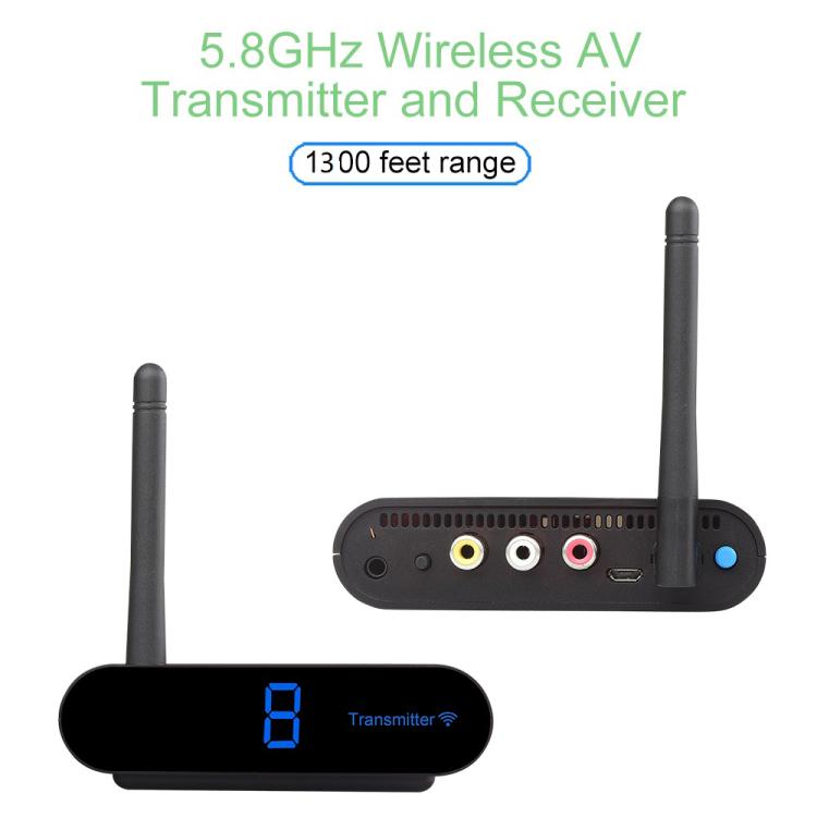 Measy AV540 5.8GHz ワイヤレス音声/映像送信機＆受信機 赤外線リターン機能付き、距離: 400m、AV540 ブラック