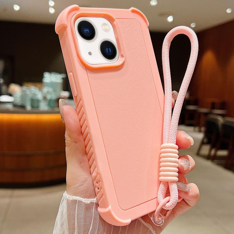 Solid Color TPU Hybrid PC Shockproof Phone Case with Wrist Strap, For iPhone 14 Plus, For iPhone 14, For iPhone 14 Pro, For iPhone 14 Pro Max, For iPhone 13, For iPhone 12 / 12 Pro, For iPhone 11