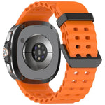 xDfind ブラックバックルオーシャン単色二列穴シリコンウォッチバンド、Samsung Galaxy Watch8 / 8 Classic 用