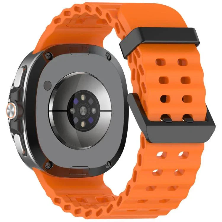xDfind ブラックバックルオーシャン単色二列穴シリコンウォッチバンド、Samsung Galaxy Watch8 / 8 Classic 用