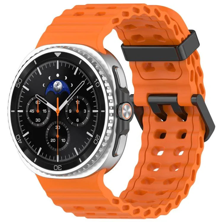 xDfind ブラックバックルオーシャン単色二列穴シリコンウォッチバンド、Samsung Galaxy Watch8 / 8 Classic 用