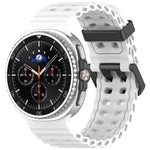 xDfind ブラックバックルオーシャン単色二列穴シリコンウォッチバンド、Samsung Galaxy Watch8 / 8 Classic 用