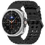 xDfind ブラックバックルオーシャン単色二列穴シリコンウォッチバンド、Samsung Galaxy Watch8 / 8 Classic 用