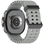 xDfind ブラックバックルオーシャン単色二列穴シリコンウォッチバンド、Samsung Galaxy Watch8 / 8 Classic 用