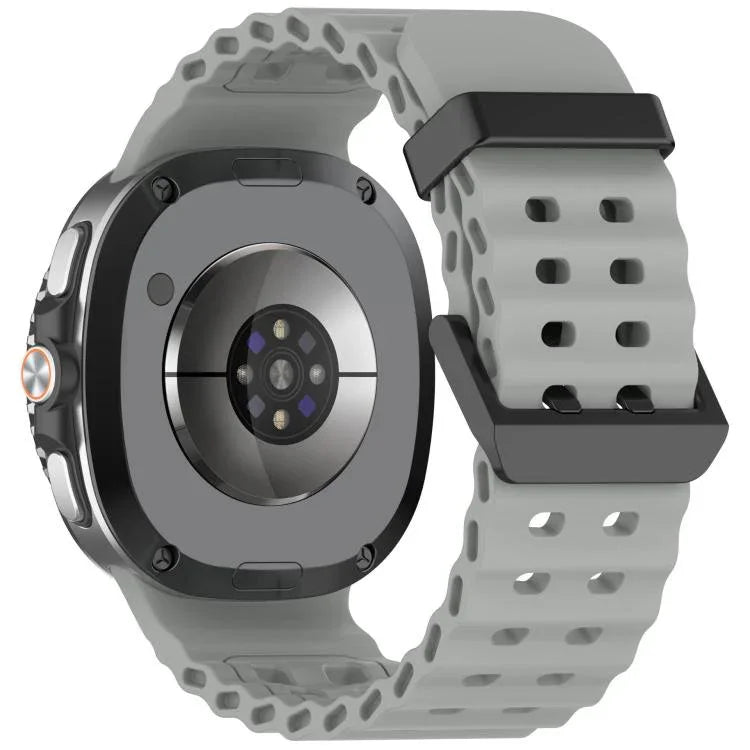 xDfind ブラックバックルオーシャン単色二列穴シリコンウォッチバンド、Samsung Galaxy Watch8 / 8 Classic 用