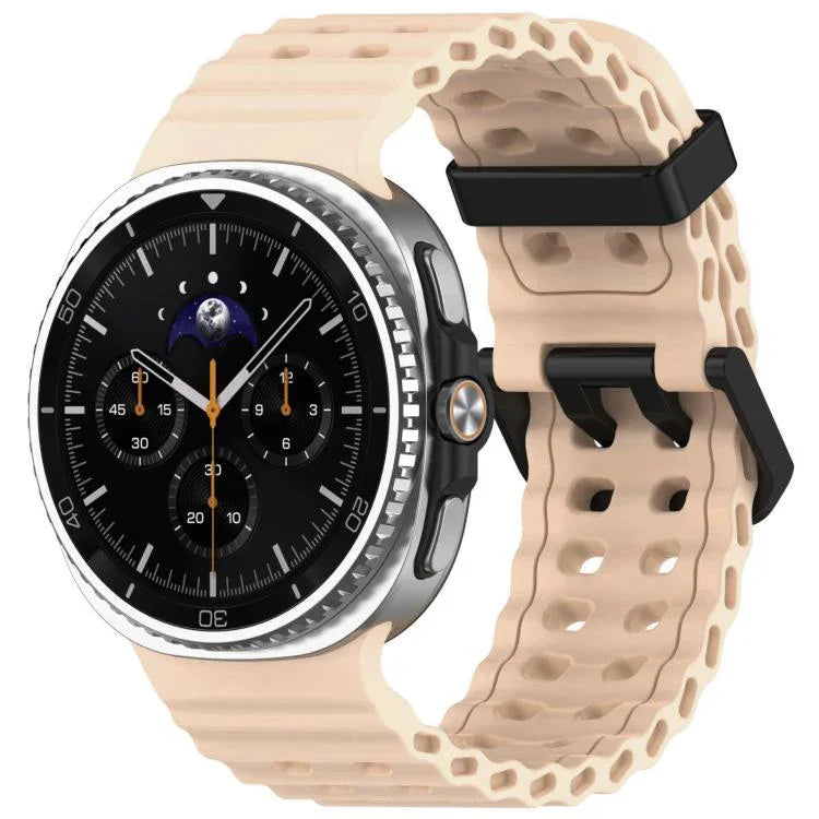 xDfind ブラックバックルオーシャン単色二列穴シリコンウォッチバンド、Samsung Galaxy Watch8 / 8 Classic 用