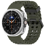 xDfind ブラックバックルオーシャン単色二列穴シリコンウォッチバンド、Samsung Galaxy Watch8 / 8 Classic 用