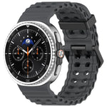 xDfind ブラックバックルオーシャン単色二列穴シリコンウォッチバンド、Samsung Galaxy Watch8 / 8 Classic 用