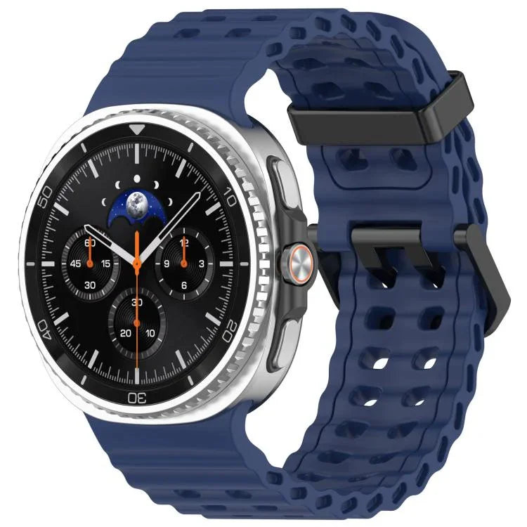 xDfind ブラックバックルオーシャン単色二列穴シリコンウォッチバンド、Samsung Galaxy Watch8 / 8 Classic 用