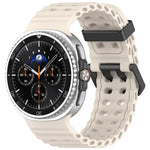 xDfind ブラックバックルオーシャン単色二列穴シリコンウォッチバンド、Samsung Galaxy Watch8 / 8 Classic 用