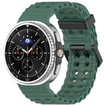 xDfind ブラックバックルオーシャン単色二列穴シリコンウォッチバンド、Samsung Galaxy Watch8 / 8 Classic 用