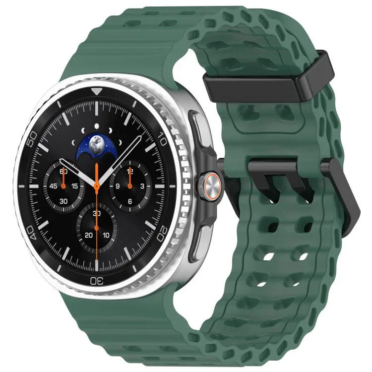 xDfind ブラックバックルオーシャン単色二列穴シリコンウォッチバンド、Samsung Galaxy Watch8 / 8 Classic 用
