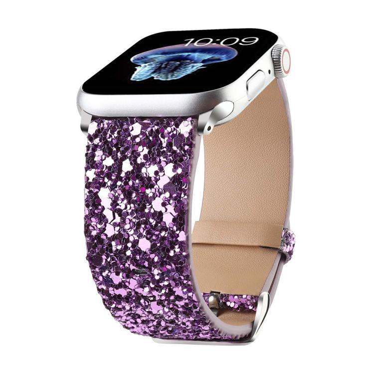 xDfind グリッターシークインレザーウォッチバンド、Apple Watch 42 / 44 / 45 / 46 / 49mm用、Apple Watch 38 / 40 / 41 / S10 42mm用