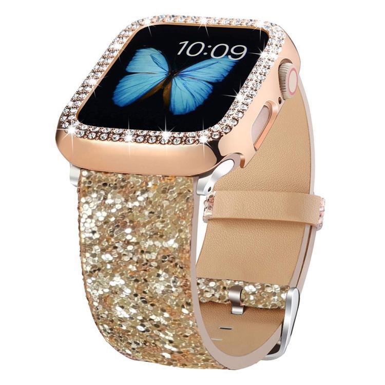 xDfind グリッターシークインレザーウォッチバンド、Apple Watch 42 / 44 / 45 / 46 / 49mm用、Apple Watch 38 / 40 / 41 / S10 42mm用