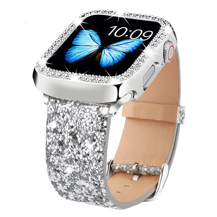 xDfind グリッターシークインレザーウォッチバンド、Apple Watch 42 / 44 / 45 / 46 / 49mm用、Apple Watch 38 / 40 / 41 / S10 42mm用