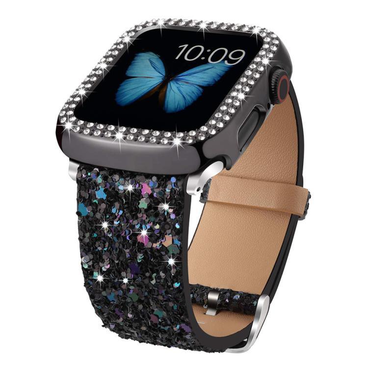 xDfind グリッターシークインレザーウォッチバンド、Apple Watch 42 / 44 / 45 / 46 / 49mm用、Apple Watch 38 / 40 / 41 / S10 42mm用