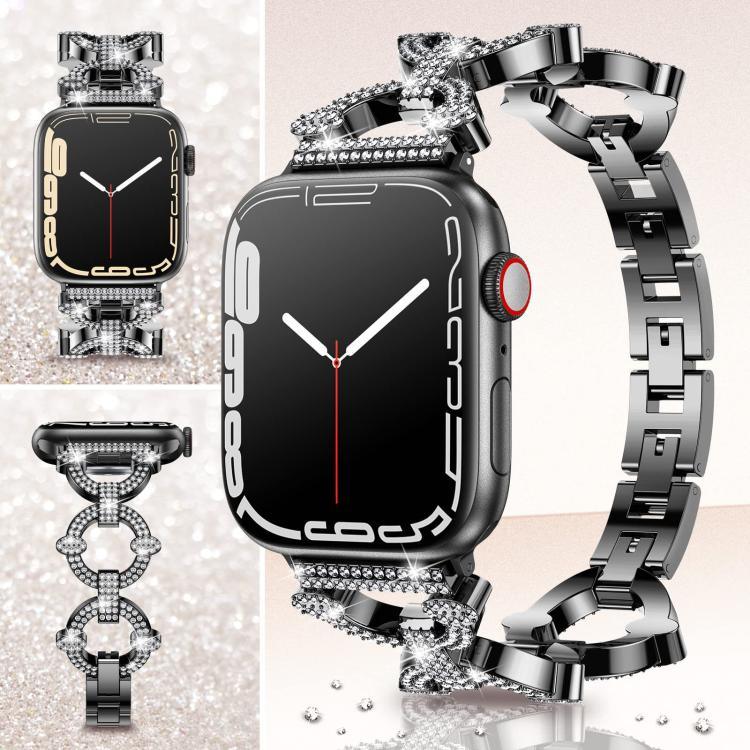 xDfind O字型ダイヤモンドメタルウォッチバンド、Apple Watch 42 / 44 / 45 / 46 / 49mm用、Apple Watch 38 / 40 / 41 / S10 42mm用
