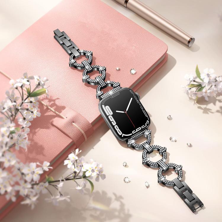 xDfind O字型ダイヤモンドメタルウォッチバンド、Apple Watch 42 / 44 / 45 / 46 / 49mm用、Apple Watch 38 / 40 / 41 / S10 42mm用