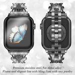 xDfind バタフライ型ダイヤモンドメタルウォッチバンド、Apple Watch 42 / 44 / 45 / 46 / 49mm用、Apple Watch 38 / 40 / 41 / S10 42mm用