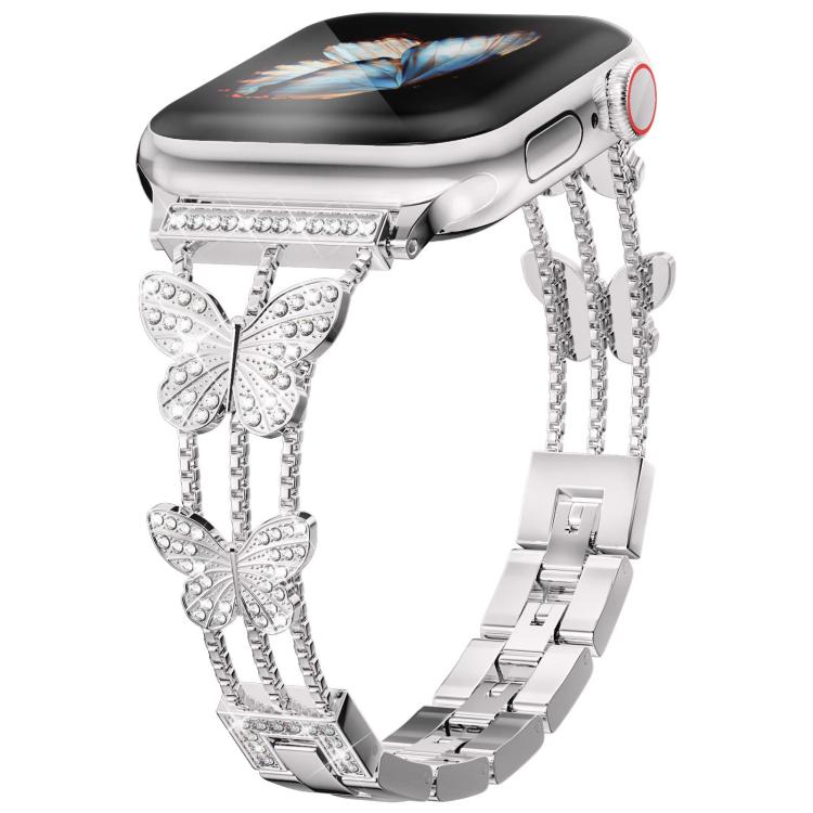 xDfind バタフライ型ダイヤモンドメタルウォッチバンド、Apple Watch 42 / 44 / 45 / 46 / 49mm用、Apple Watch 38 / 40 / 41 / S10 42mm用